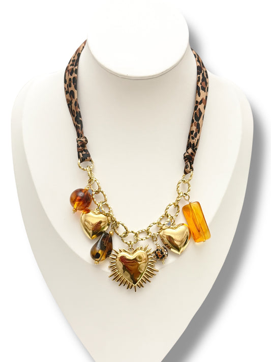 Collier Cœur Sauvage Léopard